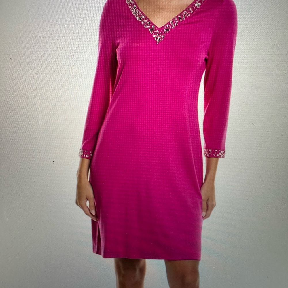 Tommy Bahama Fuchsia, Jeweled, Long Sleeve Dress. Size XS.